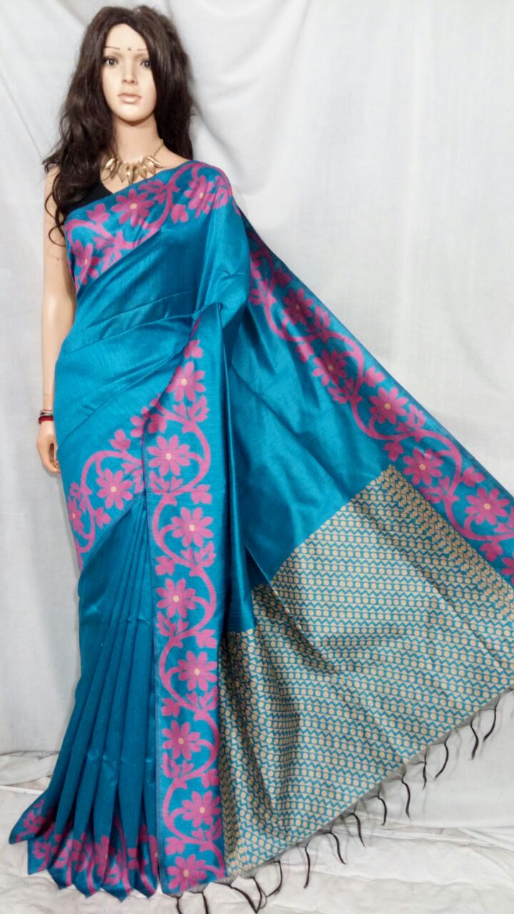 Blue Handloom Silk Sarees - Dailybuyys