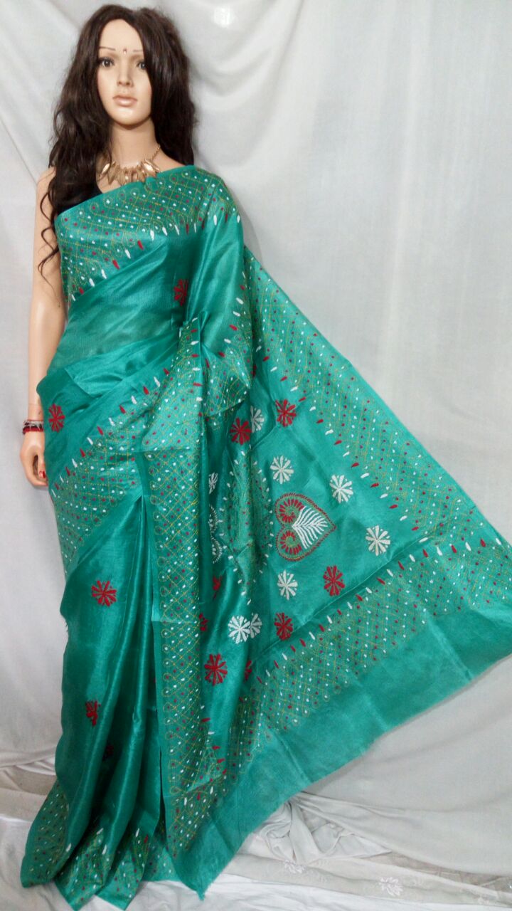 Green Bhagalpuri Silk Sarees - Dailybuyys