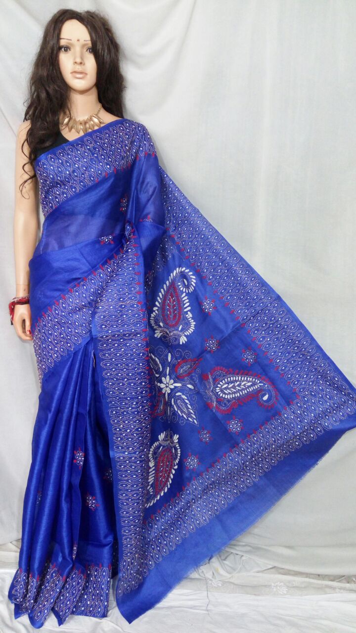 Blue Bhagalpuri Silk Sarees - Dailybuyys