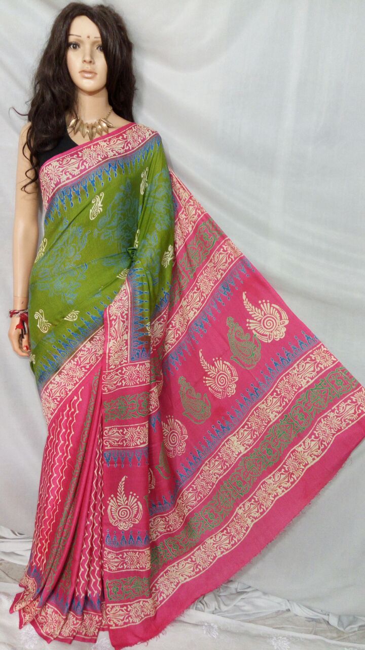 Green Pink Kota Silk Sarees - Dailybuyys