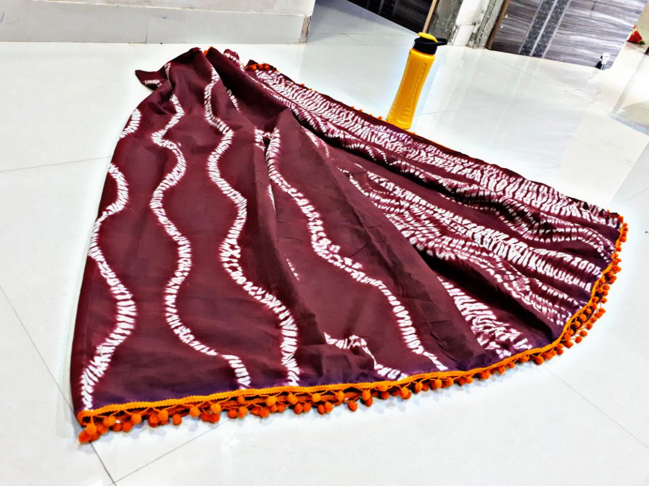 Maroon Bagru Printed Pure Cotton Sarees - Dailybuyys