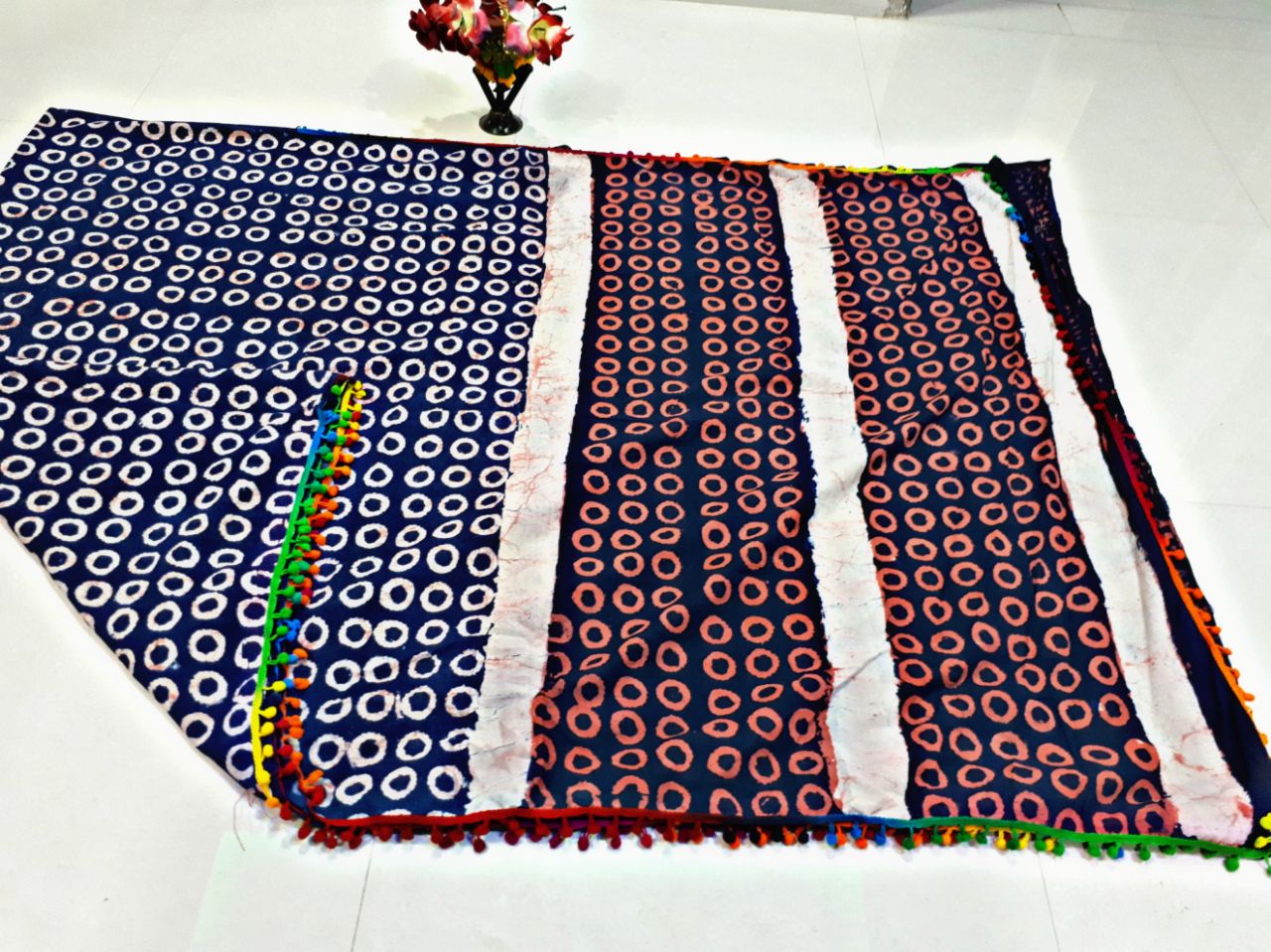 Blue Bagru Printed Pure Cotton Sarees - Dailybuyys