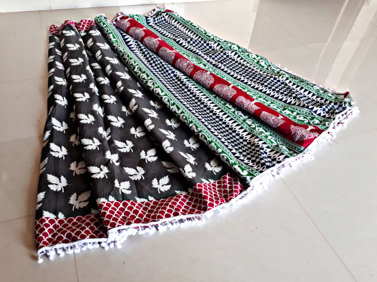 Black Bagru Printed Pure Cotton Sarees - Dailybuyys