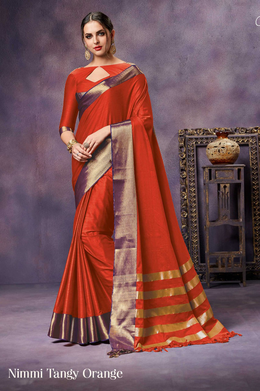 Orange Pure Silk Sarees - Dailybuyys