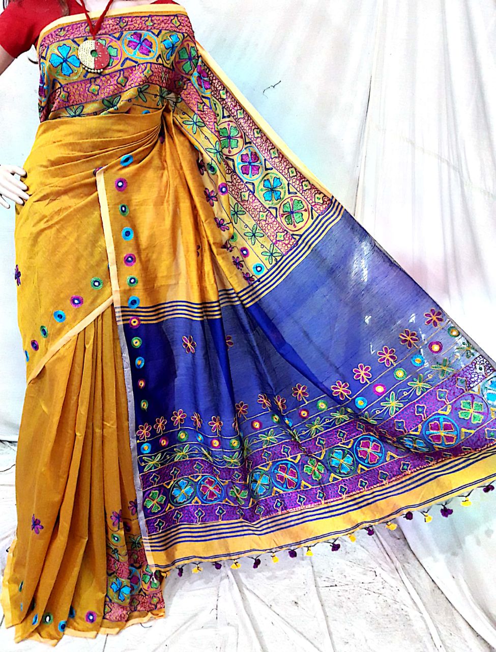Yellow Kathiawari Sarees - Dailybuyys