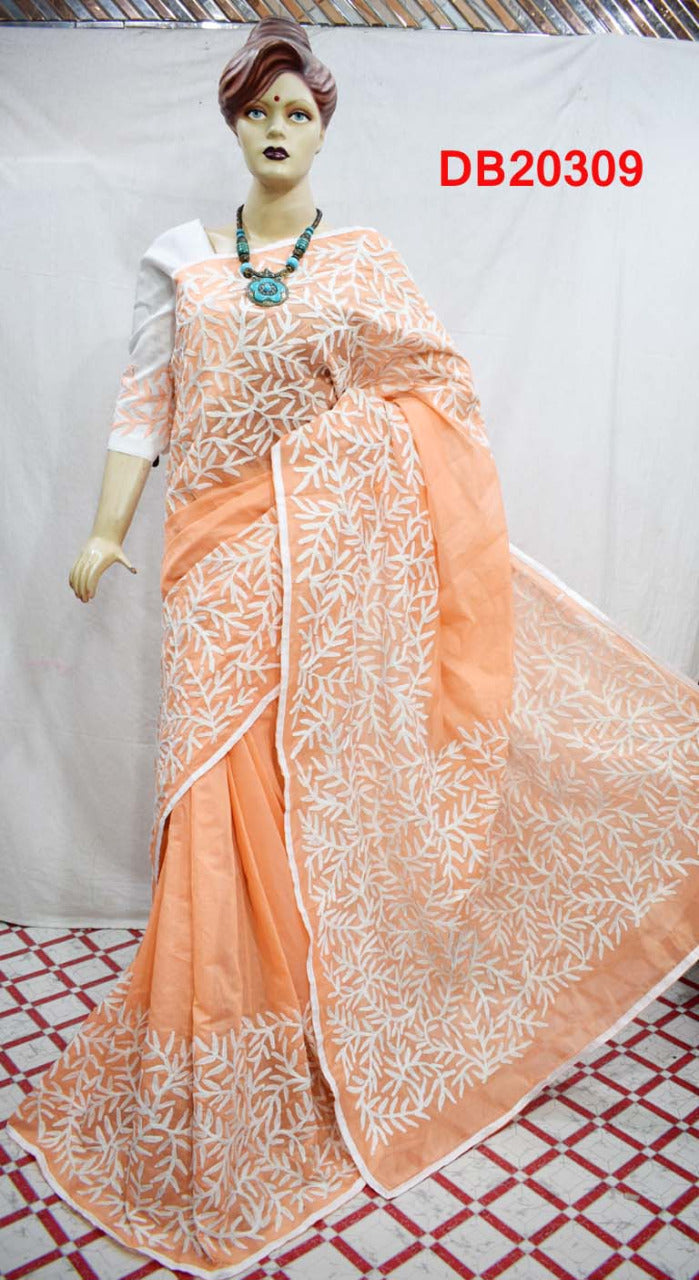 Orange Chanderi Silk Sarees - Dailybuyys