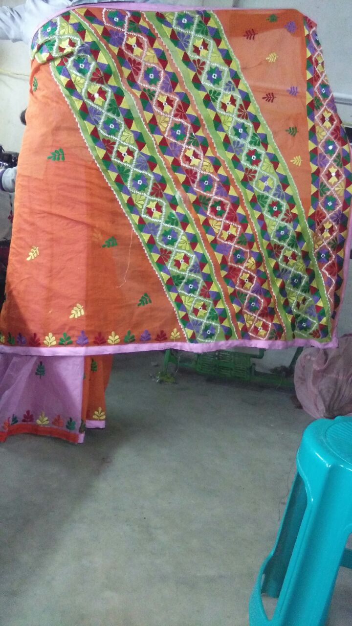 Orange Kathiawari Sarees - Dailybuyys