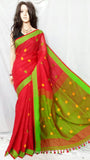 Red Green Pure Linen Sarees