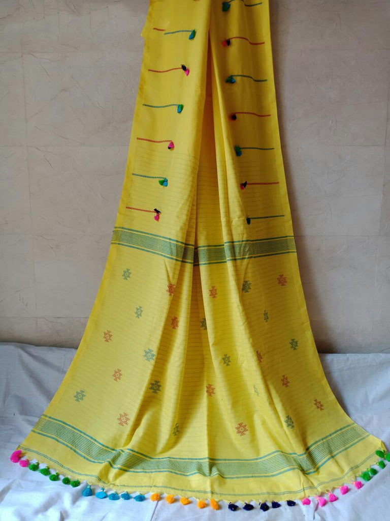 Yellow Bengal Handloom Khadi Sarees