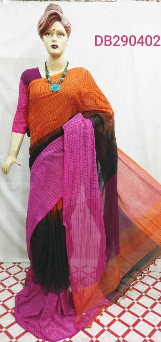 Pink Orange Ikkat Sarees - Dailybuyys
