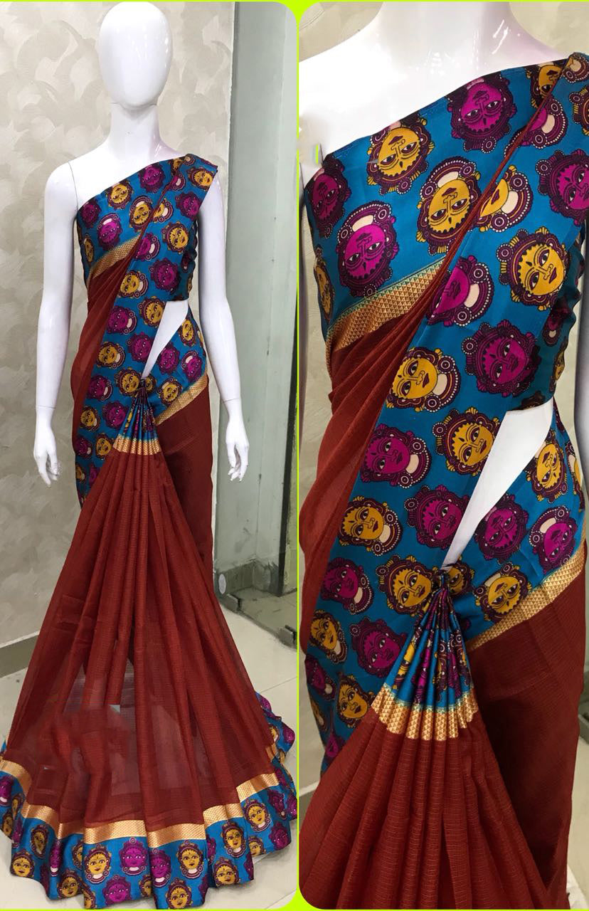 Maroon Kota Silk Sarees - Dailybuyys