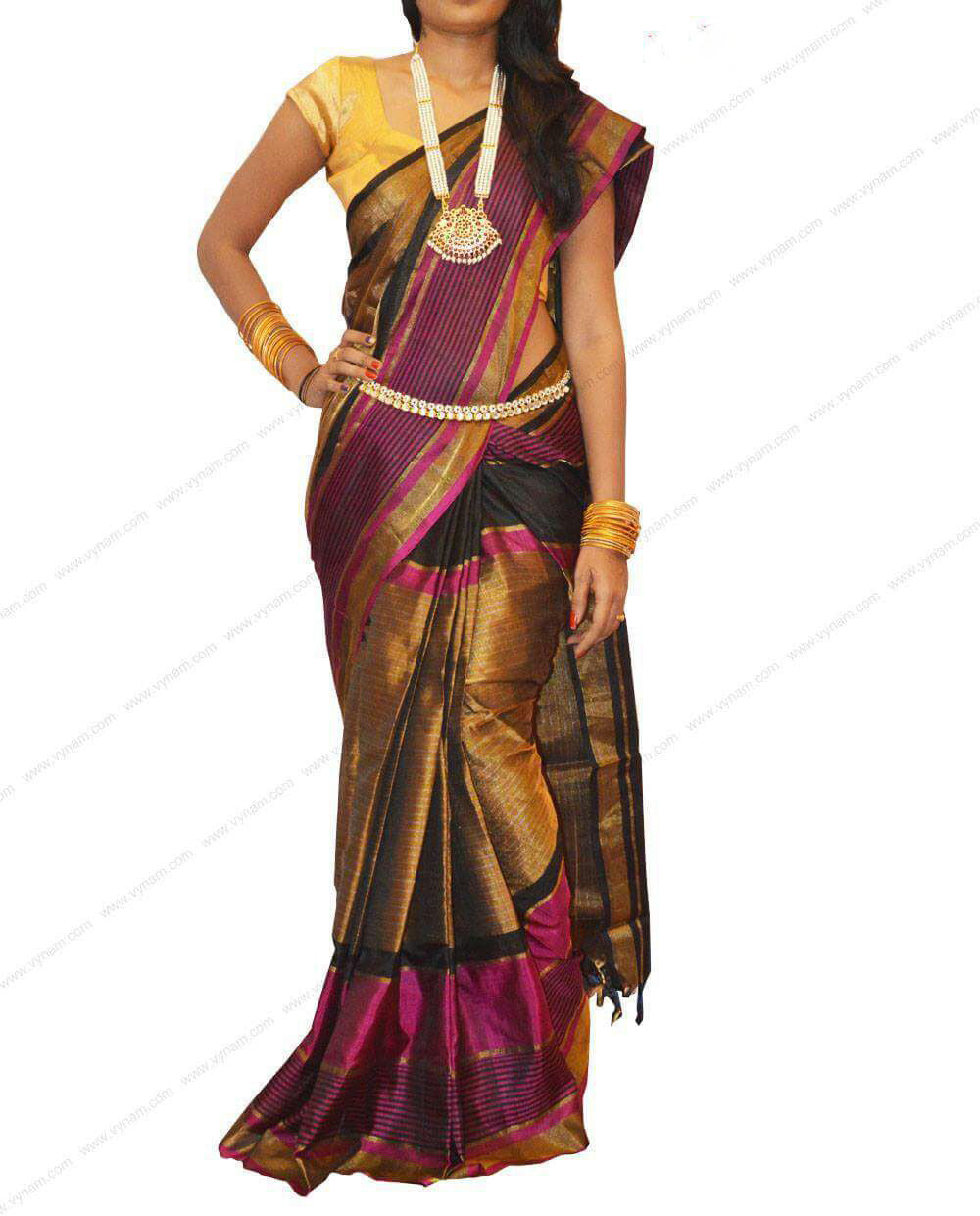 Purple Pure Cotton Silk Sarees - Dailybuyys
