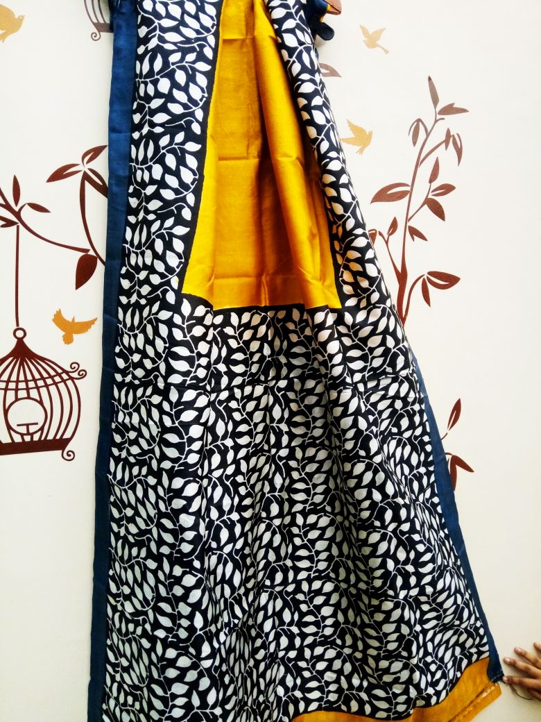 Yellow Black Glamour Pure Silk Mark Certified Murshidabad Silk Sarees - Dailybuyys