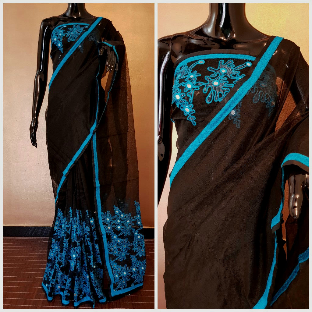 Black Blue Kota Silk Sarees - Dailybuyys