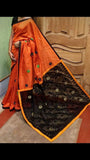 Orange Black Dhakai Jamdani Sarees