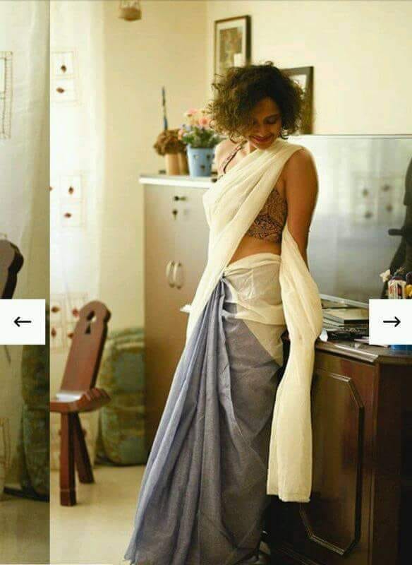 Beige Grey Khadi Sarees - Dailybuyys