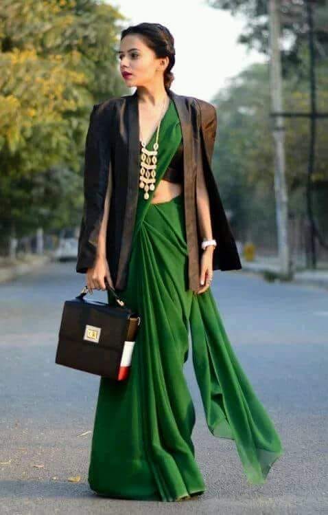 Green Khadi Sarees - Dailybuyys