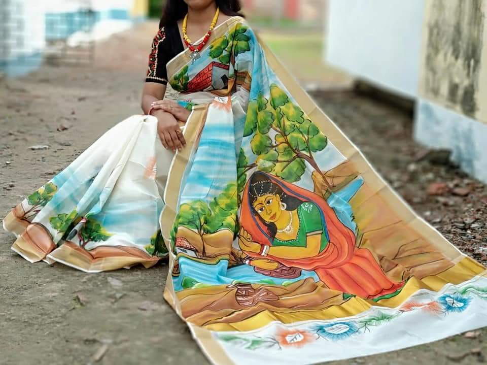 Beige Kerala Pure Cotton Sarees - Dailybuyys