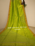 Green KK Pure Linen Sarees