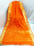 Orange 80 Count KK Pure Linen Sarees