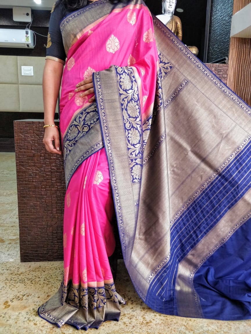 Purple Blue Kanjivaram Silk Sarees - Dailybuyys