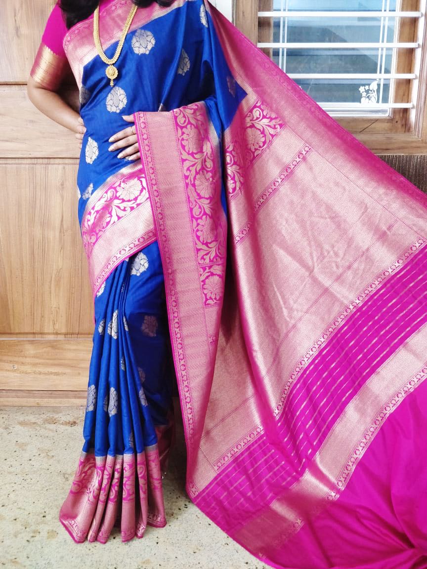 Blue Purple Kanjivaram Silk Sarees - Dailybuyys