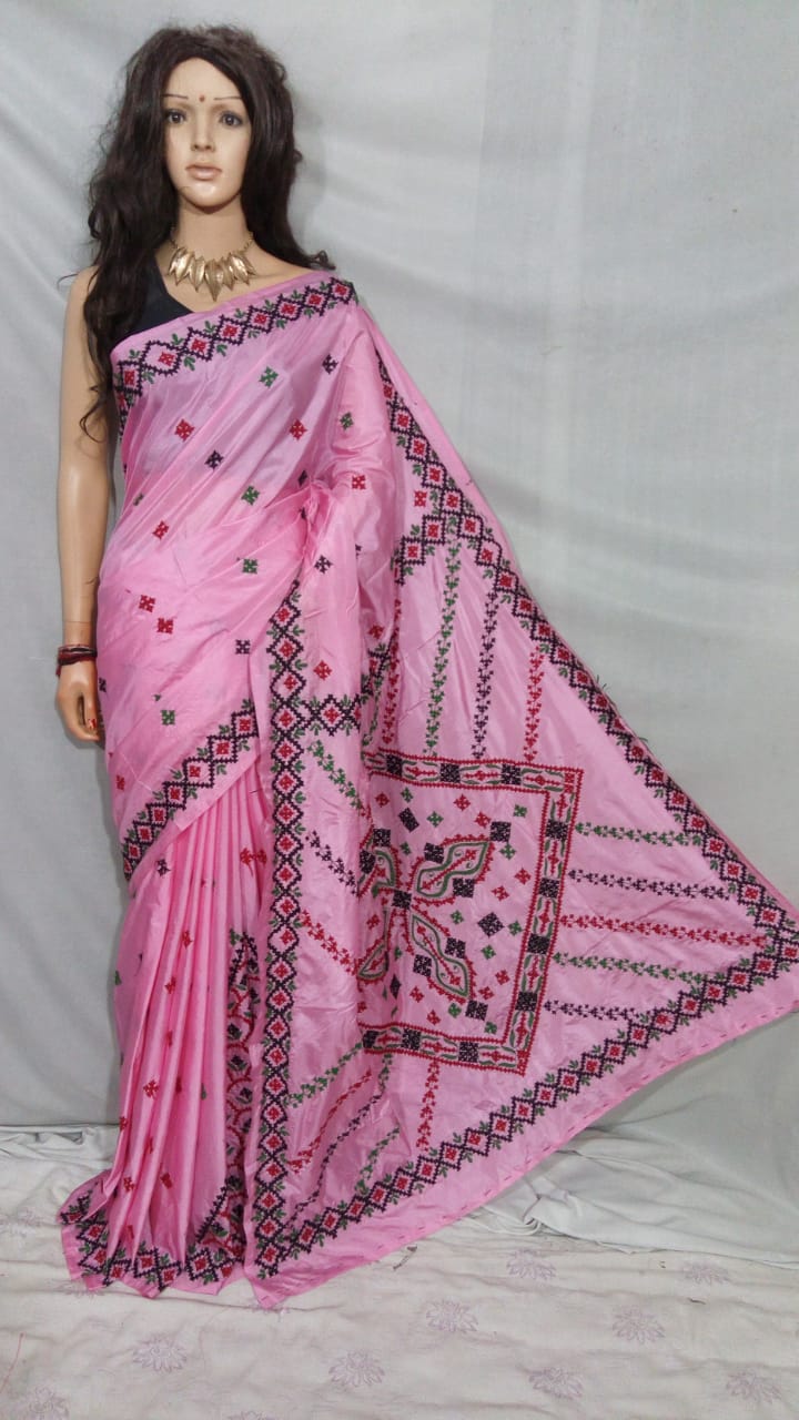 Pink Dupion Silk Sarees - Dailybuyys