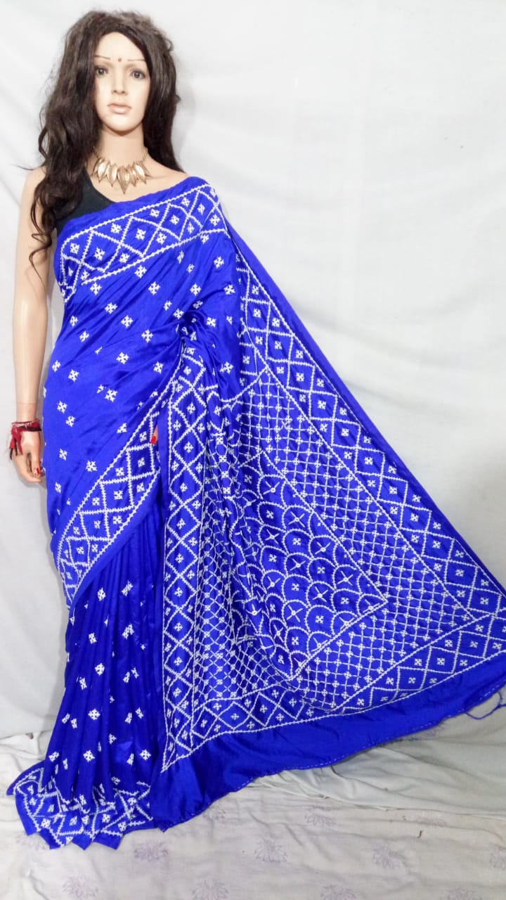 Blue Dupion Silk Sarees - Dailybuyys