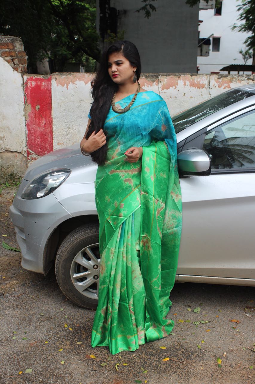 Green Pure Cotton Handloom Sarees - Dailybuyys