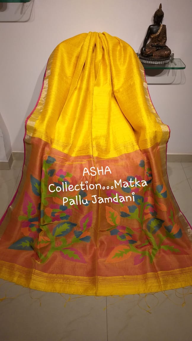Yellow Matka Silk Sarees - Dailybuyys