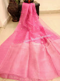 Pink Matka Silk Mark Certified Muslin Jamdani Sarees