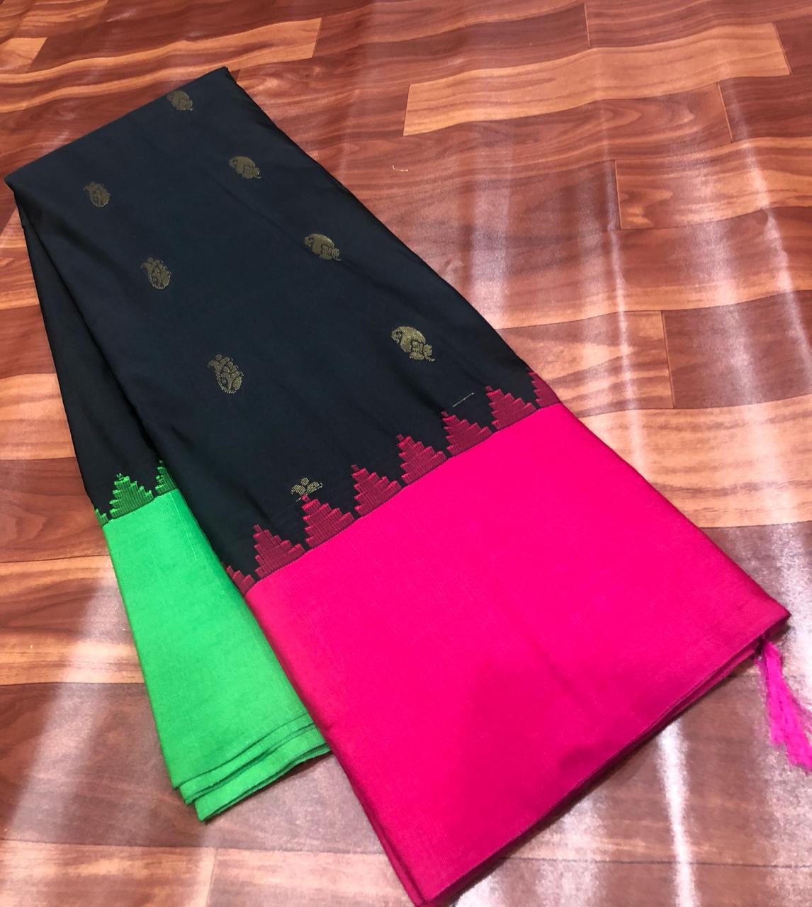 Black Purple Kanjivaram Silk Sarees - Dailybuyys