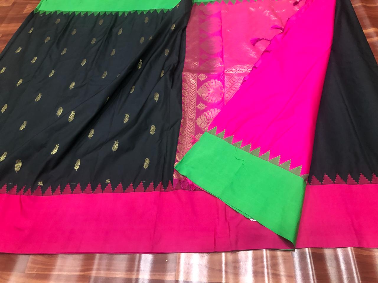 Black Purple Kanjivaram Silk Sarees - Dailybuyys