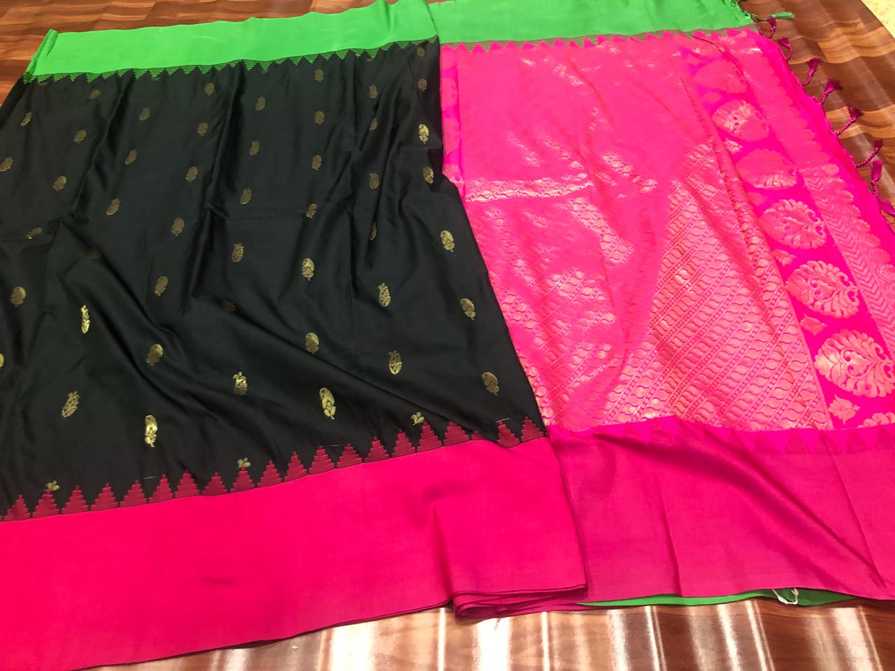 Black Purple Kanjivaram Silk Sarees - Dailybuyys