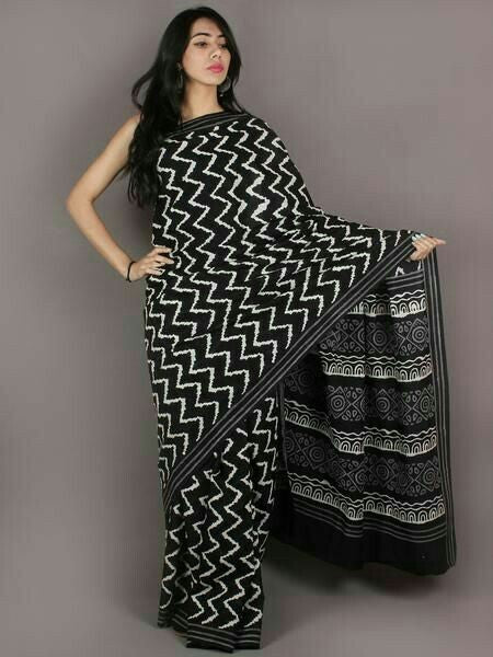 Black Chanderi Silk Sarees - Dailybuyys