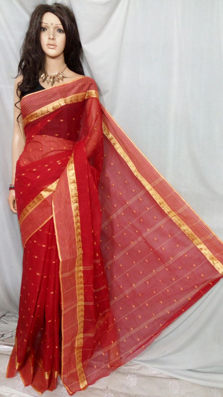 Red Bengal Tant Sarees - Dailybuyys