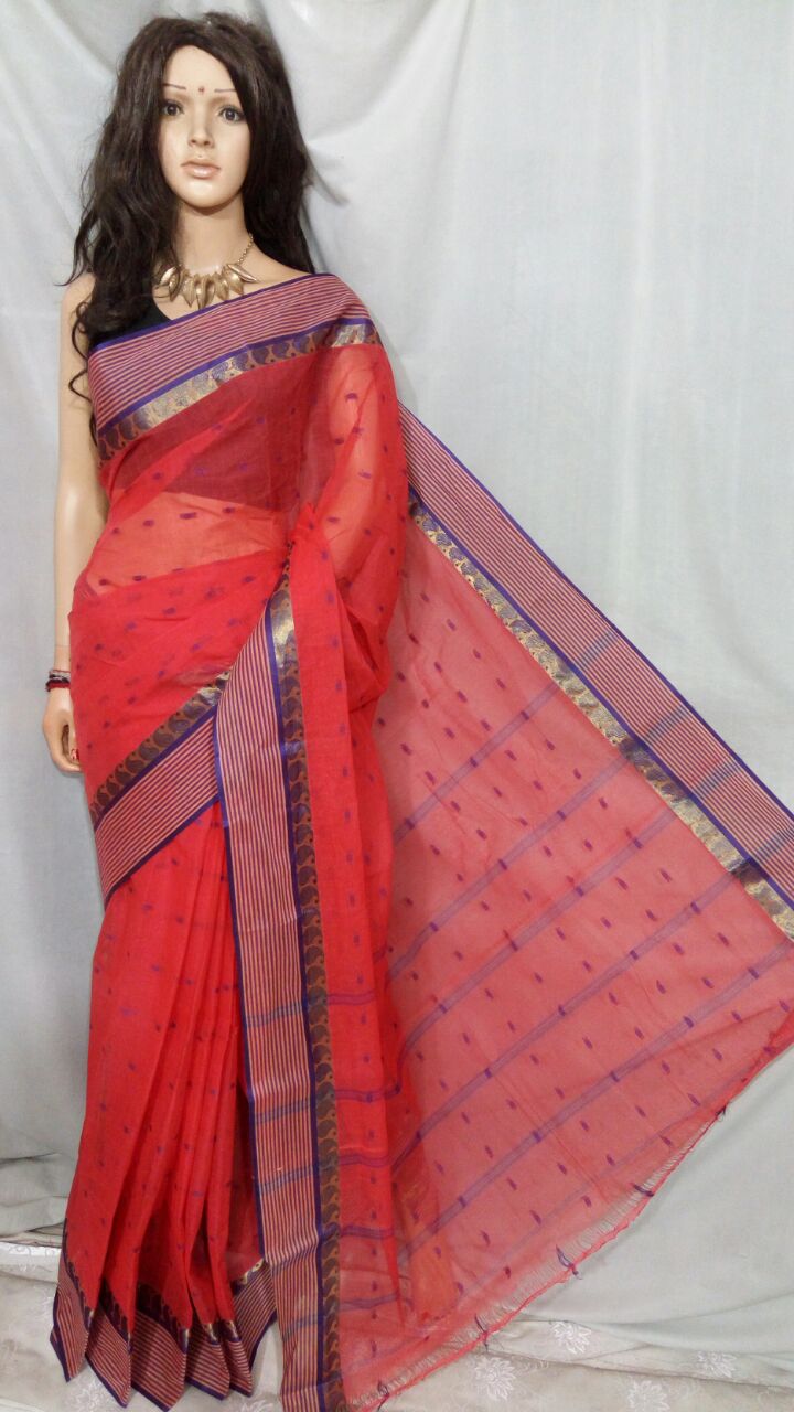 Red Bengal Tant Sarees - Dailybuyys