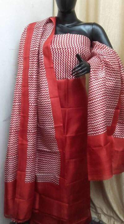 Violet Block Printed Design Pure Silk Top & Dupatta - Dailybuyys