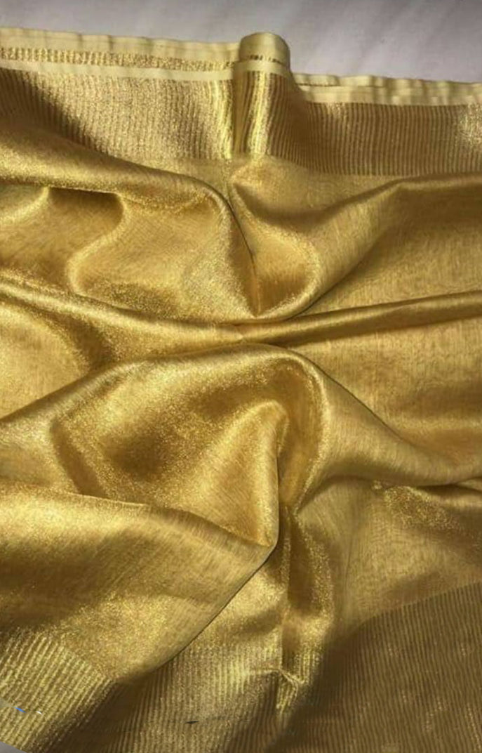 Yellow Pure Linen Sarees - Dailybuyys