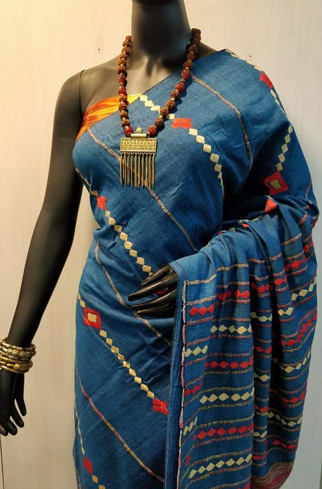 Blue Pure Cotton Khesh Sarees - Dailybuyys