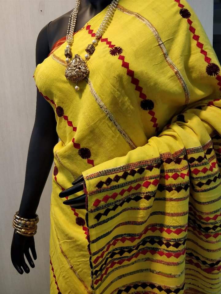 Yellow Pure Cotton Khesh Sarees - Dailybuyys