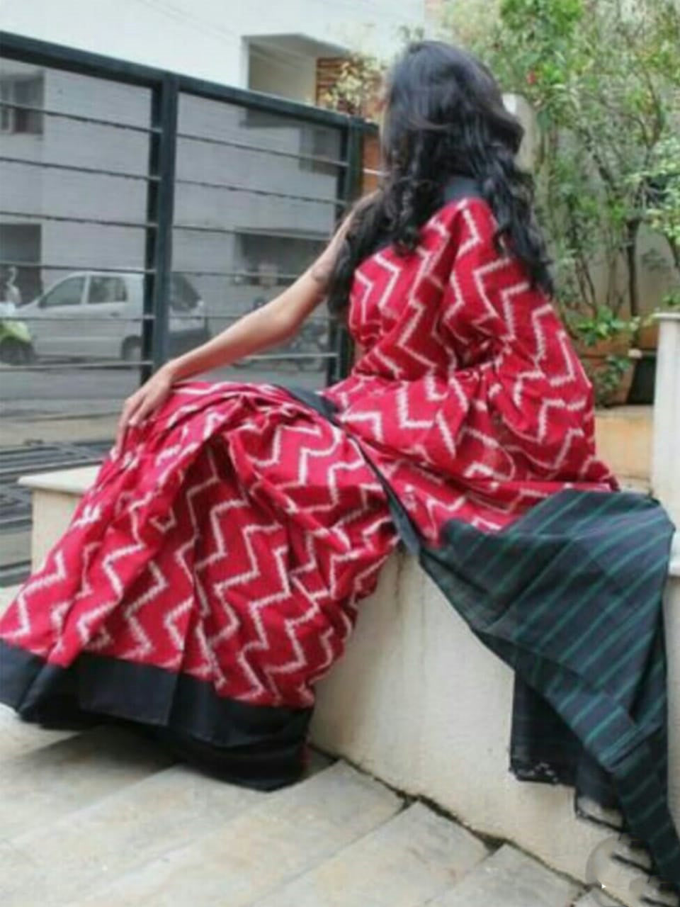 Red Mulmul Batik Sarees - Dailybuyys