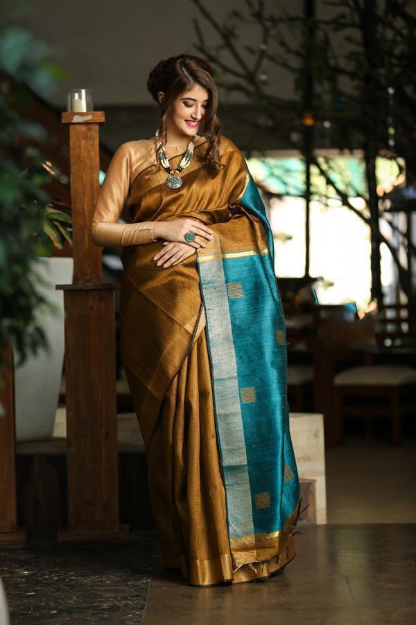 Yellow Handwoven Dupion Silk Sarees - Dailybuyys