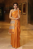 Orange Handwoven Dupion Silk Sarees