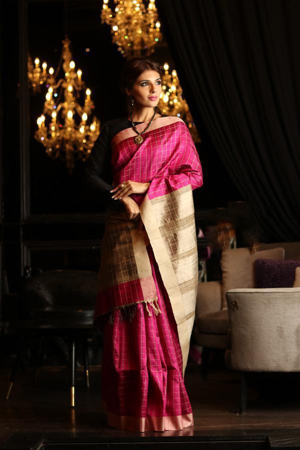 Purple Handwoven Dupion Silk Sarees - Dailybuyys