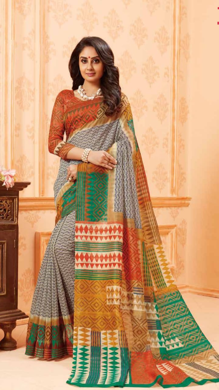 Grey Bhagalpuri Silk Sarees - Dailybuyys