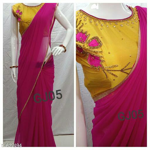 Purple Semi Georgette Sarees - Dailybuyys