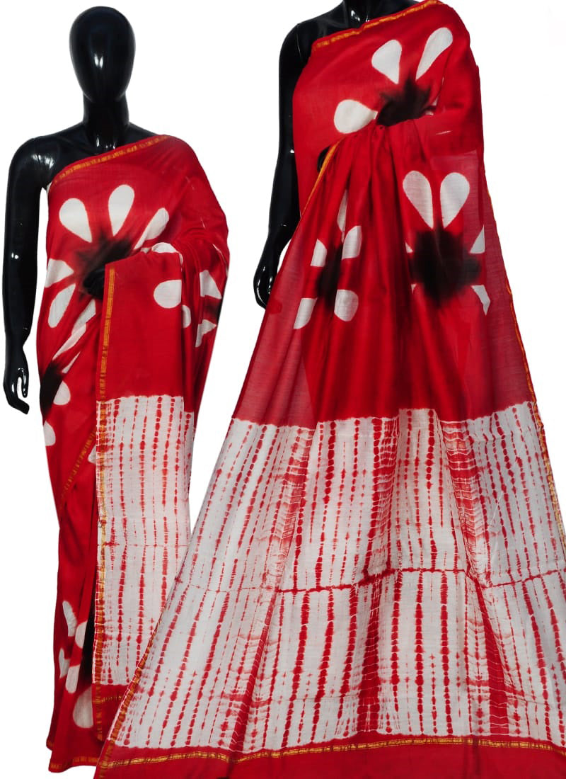 Red Chanderi Silk Sarees - Dailybuyys