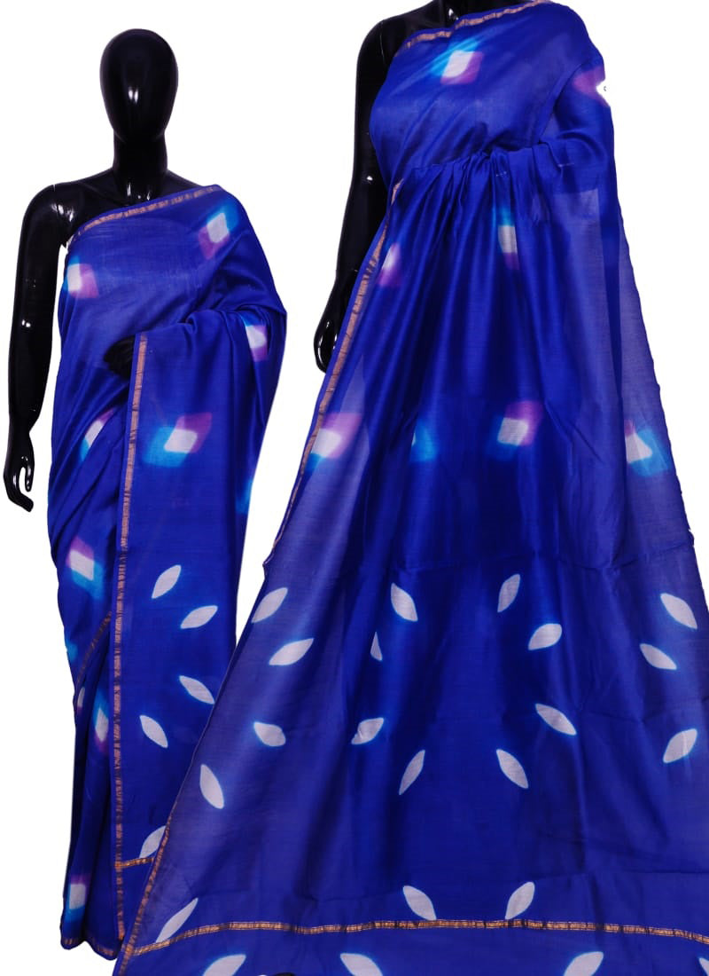 Blue Chanderi Silk Sarees - Dailybuyys