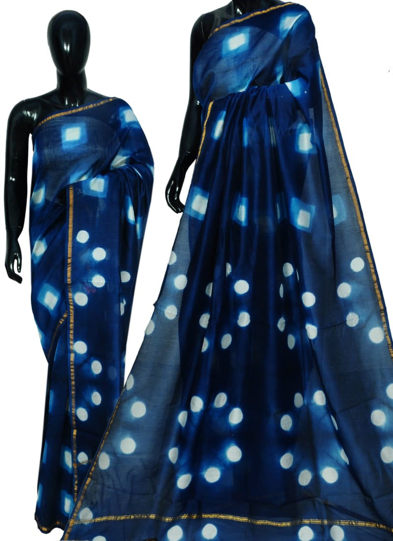 Blue Chanderi Silk Sarees - Dailybuyys